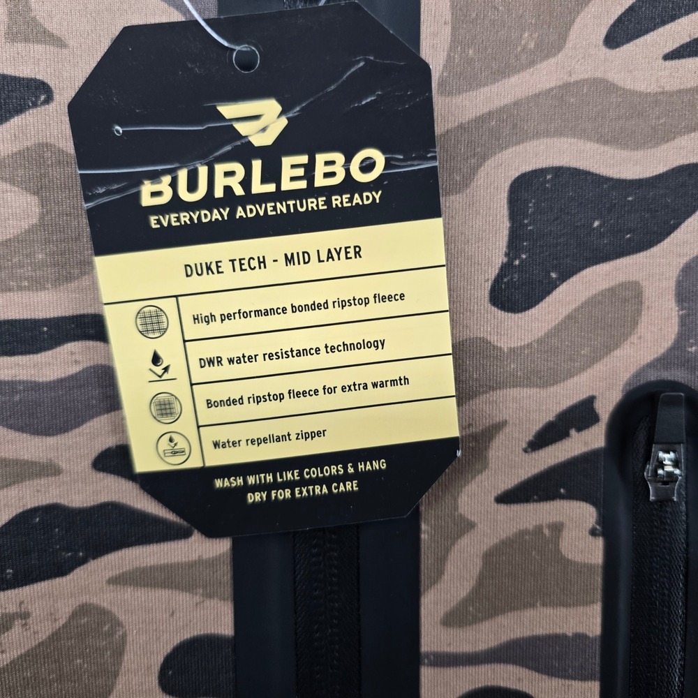 Burlebo Duke Tech Hoodie Mens Large Brown Camo Hunting Fleece DWR Mid Layer - Picture 3 of 7